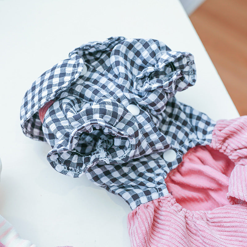 Four-legged Plaid Overalls For Pets