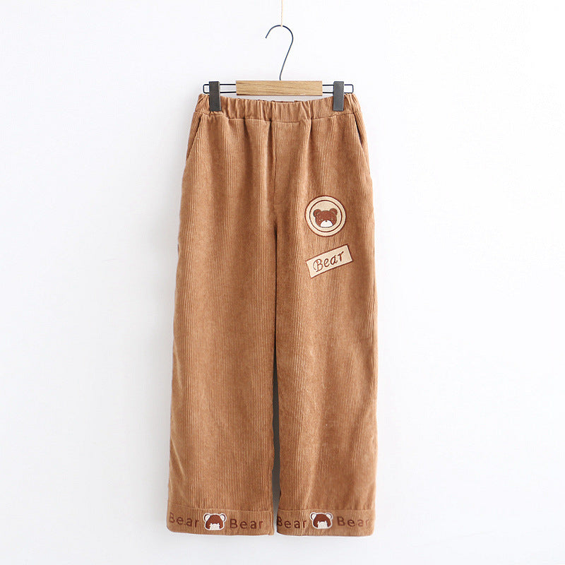 Bear stick cloth wide-leg pants