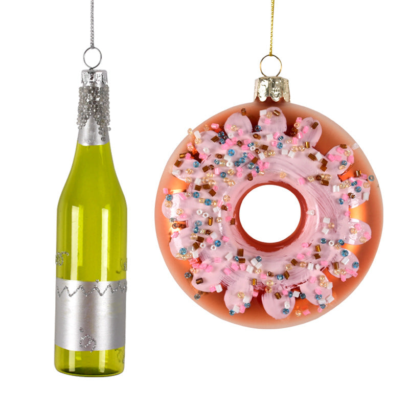 Buy Christmas Decorations Pendant - Sparkling Donut Wine Bottle for Festive Elegance