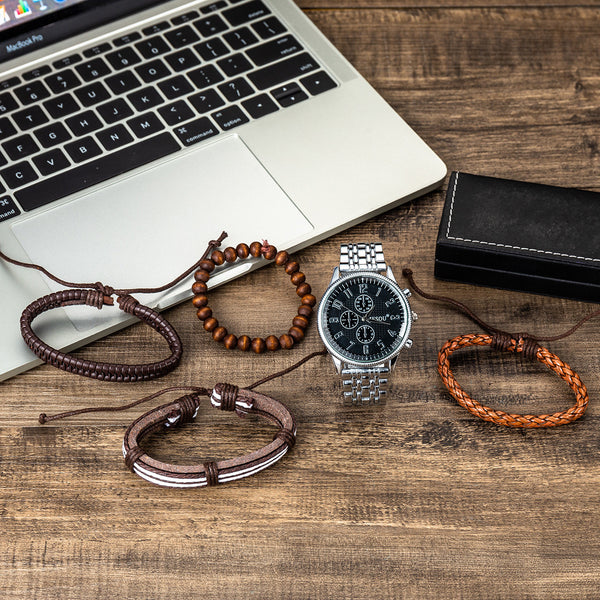 Wristwatch wallet cufflink ballpoint pen Gifts Set for men
