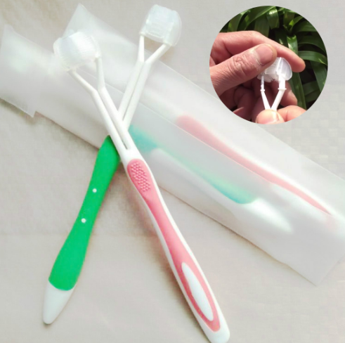 Three-headed toothbrush three-sided toothbrush