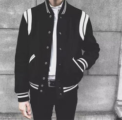 Buy Aviator Wool Jacket for Stylish Spring and Autumn - Black and White Stitching at EpicMustHaves