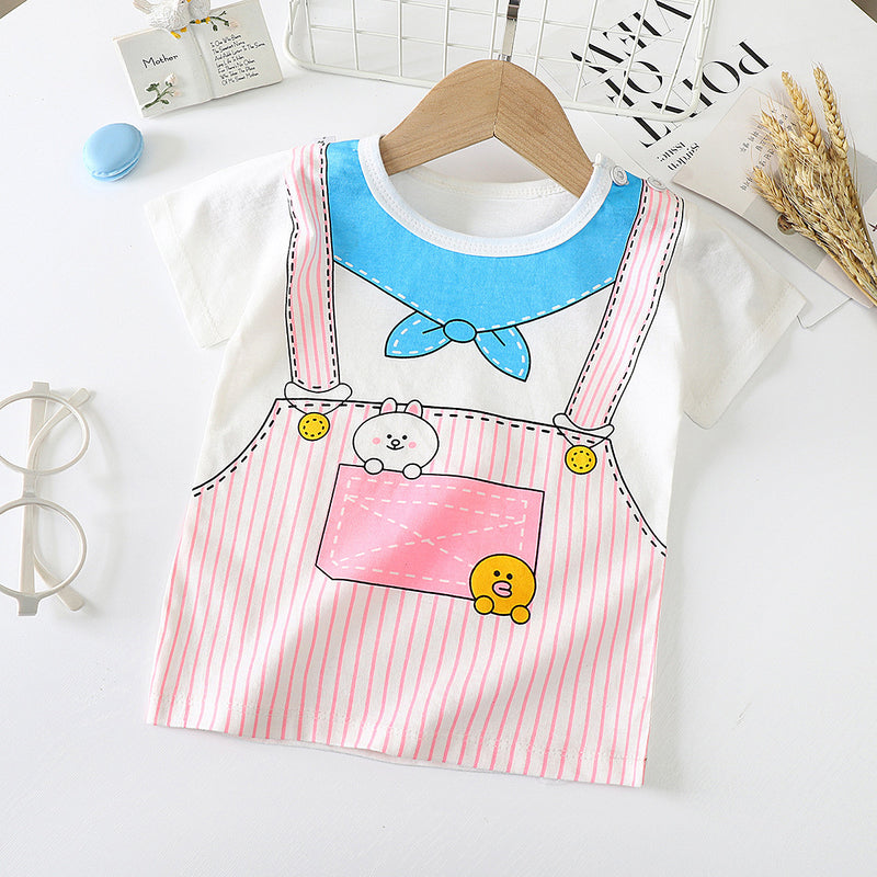 Buy Children's Short-Sleeved T-shirt - Comfortable Cotton Baby Half-Sleeved Bottoming Shirt