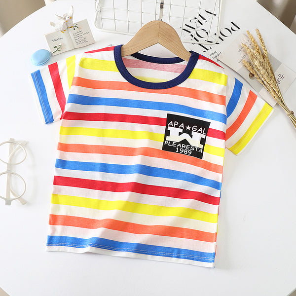 Buy Children's Short-Sleeved T-shirt - Comfortable Cotton Baby Half-Sleeved Bottoming Shirt