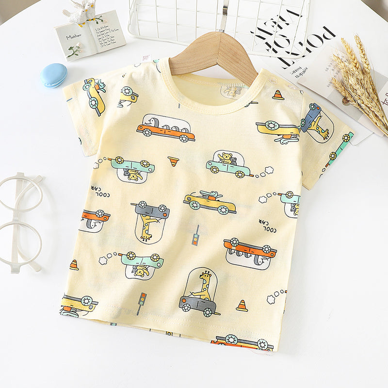 Buy Children's Short-Sleeved T-shirt - Comfortable Cotton Baby Half-Sleeved Bottoming Shirt