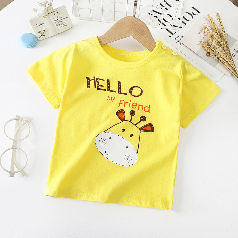 Buy Children's Short-Sleeved T-shirt - Comfortable Cotton Baby Half-Sleeved Bottoming Shirt