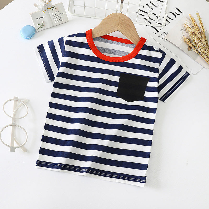 Buy Children's Short-Sleeved T-shirt - Comfortable Cotton Baby Half-Sleeved Bottoming Shirt