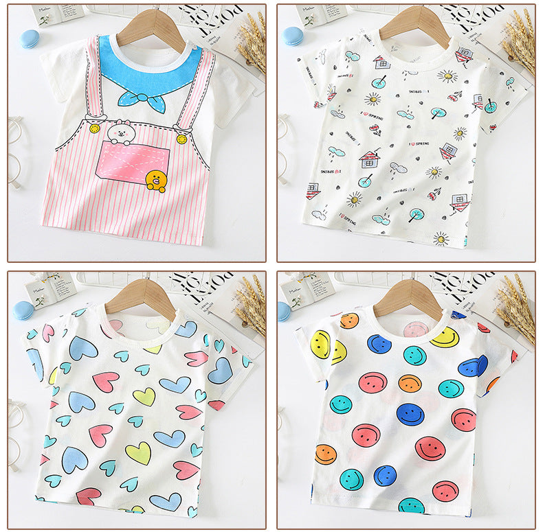 Buy Children's Short-Sleeved T-shirt - Comfortable Cotton Baby Half-Sleeved Bottoming Shirt