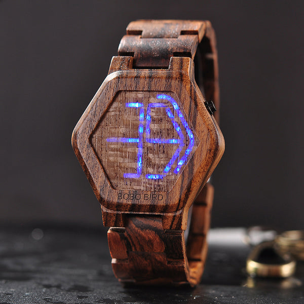 Buy LED Display Wooden Watch Men - EpicMustHaves