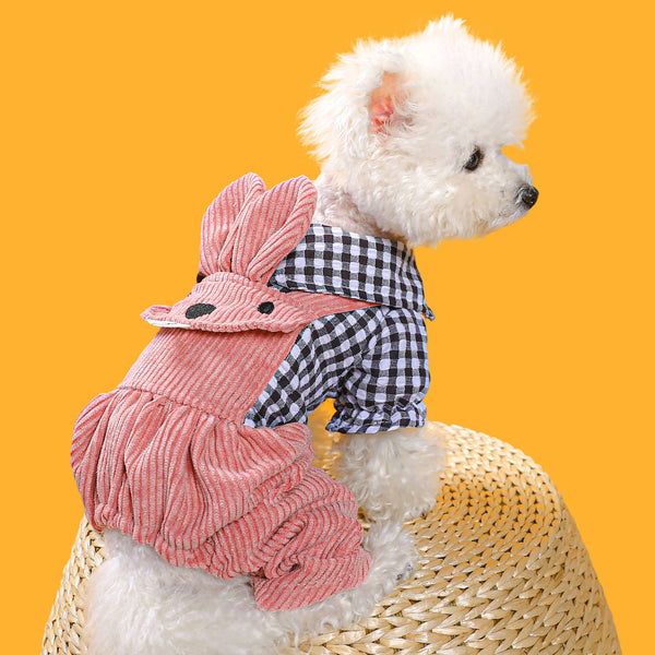 Four-legged Plaid Overalls For Pets
