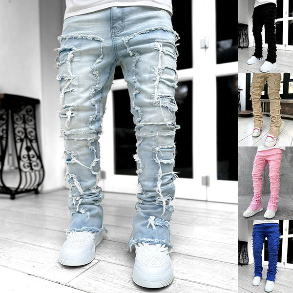 Buy Men Trousers Individual Patched Pants - Trendy Stacked Jeans | EpicMustHaves