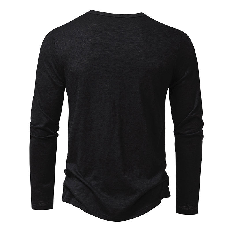 Buy Men's Long Sleeve T-shirt with Henry Collar - Stylish Tops