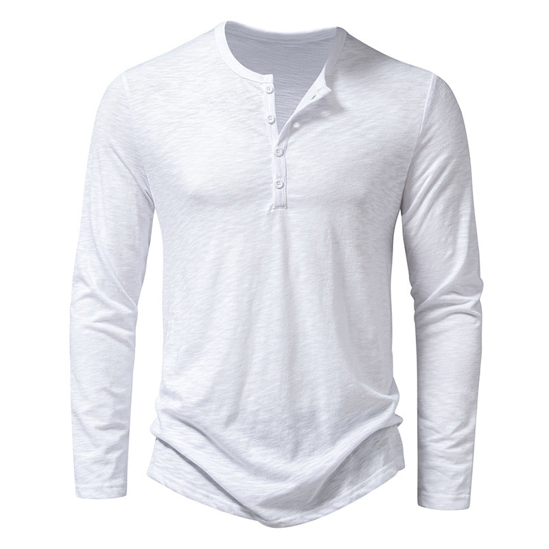 Buy Men's Long Sleeve T-shirt with Henry Collar - Stylish Tops