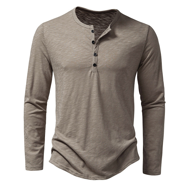 Buy Men's Long Sleeve T-shirt with Henry Collar - Stylish Tops