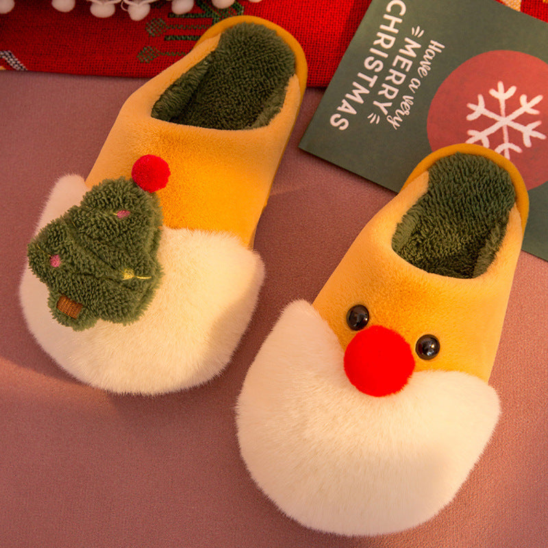 Winter Plush Slippers Christmas Cute Santa Claus And Christmas Tree Slipper Warm Anti-Slip House Shoes For Women