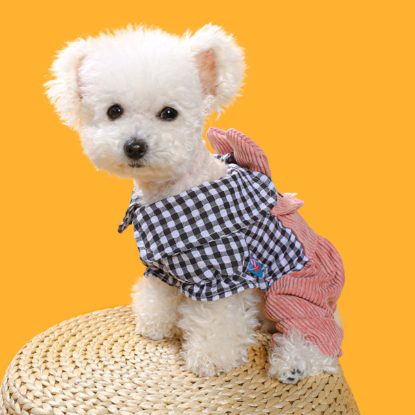 Four-legged Plaid Overalls For Pets
