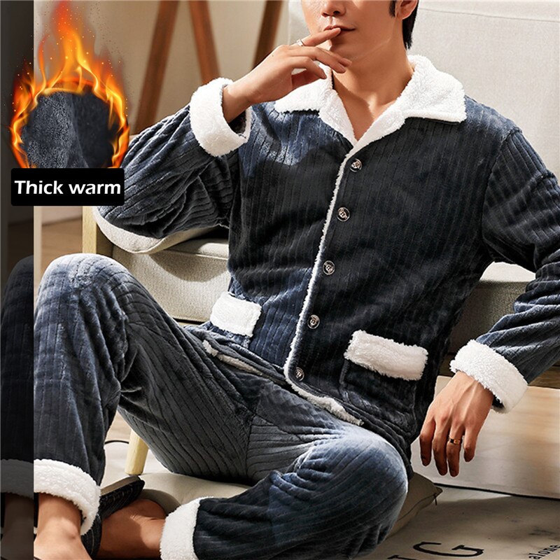 Buy Men's Coral Fleece Sleepwear Pajamas - Cozy Lounge Sets 