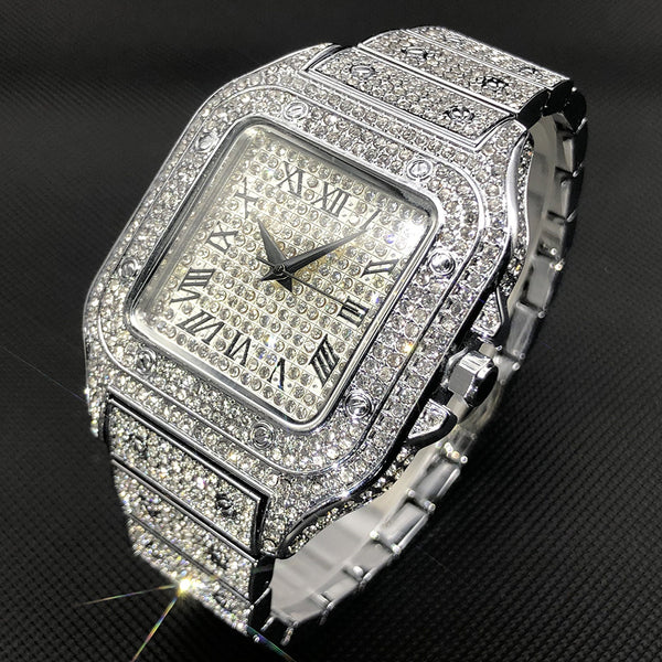 Buy MISSFOX Ice Out Square Watch for Men - Luxury Diamond Timepiece