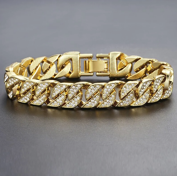 Buy Miami Curb Cuban Chain Bracelet For Men Gold - Trendy Accessories 