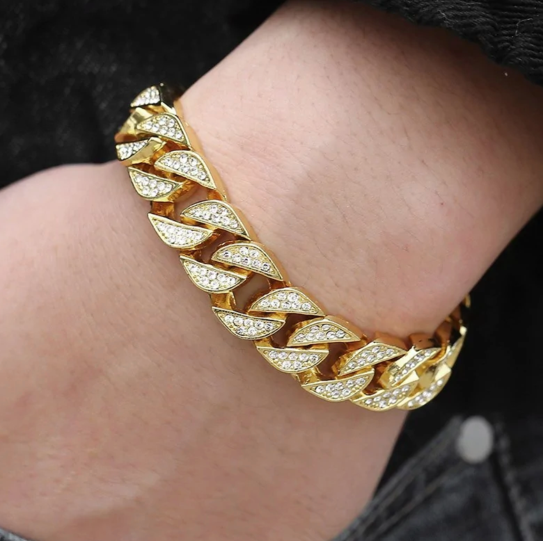 Buy Miami Curb Cuban Chain Bracelet For Men Gold - Trendy Accessories 