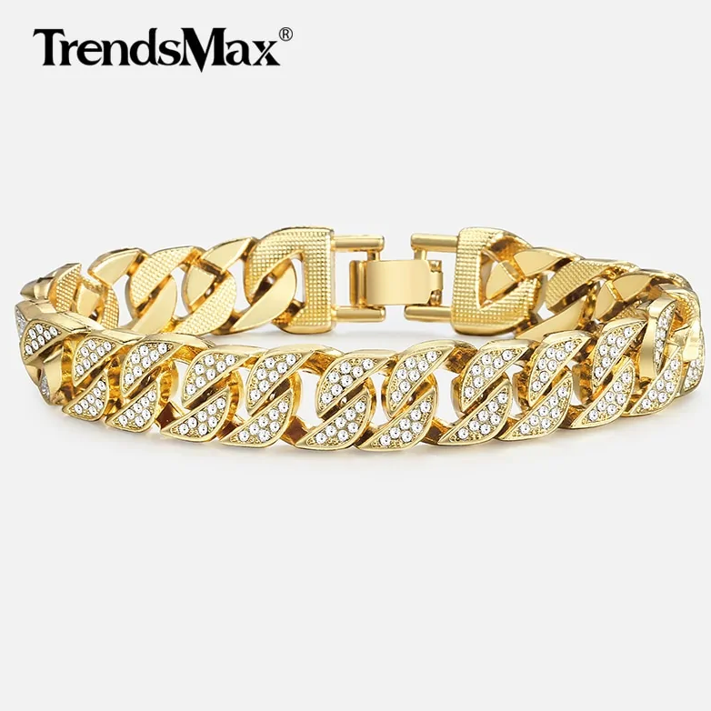 Buy Miami Curb Cuban Chain Bracelet For Men Gold - Trendy Accessories 