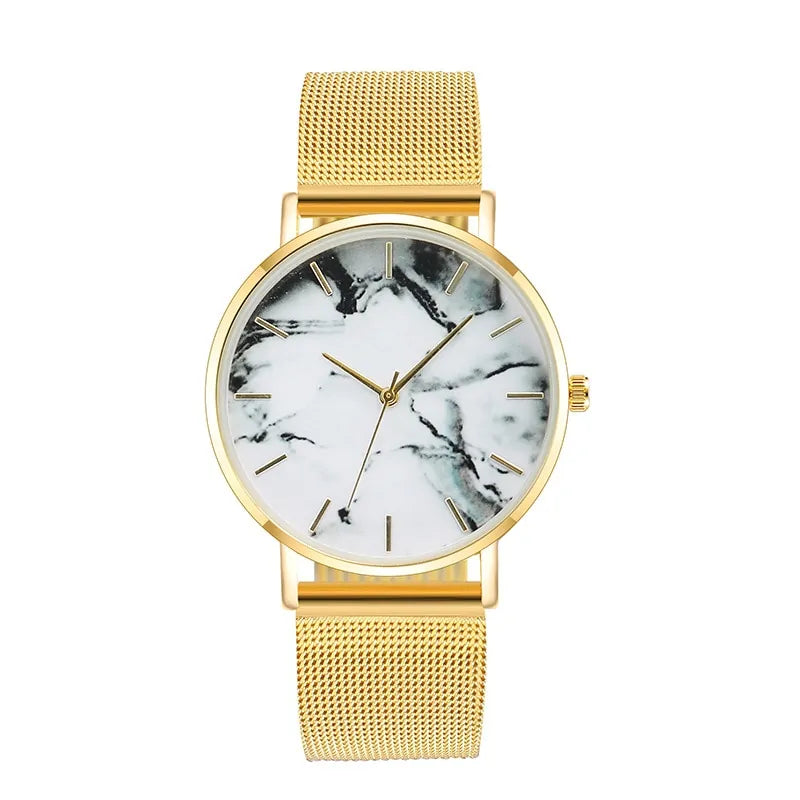 Buy Rose Gold Mesh Band Marble Watch - Elegant Timepiece | EpicMustHaves